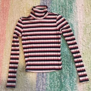 L.A. Hearts Striped Mock Neck Long Sleeve Top